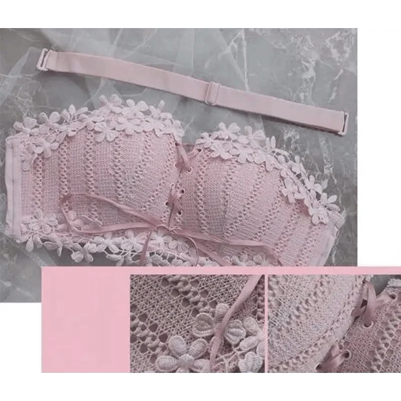 Charming Floral Embroidery Bras for Women Tied Lingerie Seamless Bra Bralette Wireless Brassiere Female Underwear Intimates