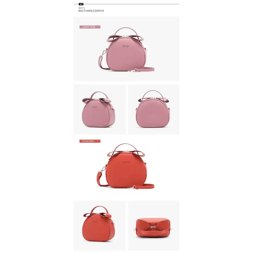 Elegant Cute Geometrical Women Handbag Soft PU Leather Women's Crossbody Messenger Bags Round Ladies Shoulder Bag