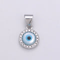 Enamel Gold Evil Eye Charm, 14k Gold Filled Eye Charms, Cubic Eye Pendant, Amulet Jewelry, Good Luck Eye Charm, Blue Silver Evil Eye Charm J-056 J-057