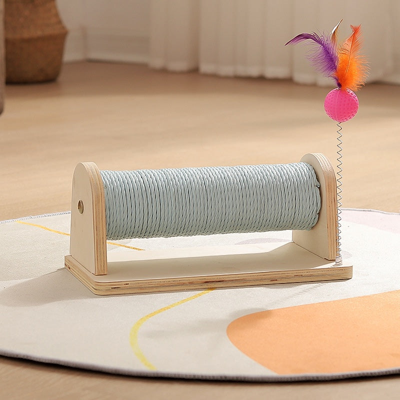 L-Shaped Wall-Mounted Corrugated Cat Scratcher With Sisal Ball