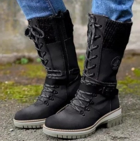 Women's High Square Heel Round Head Martin Boots
