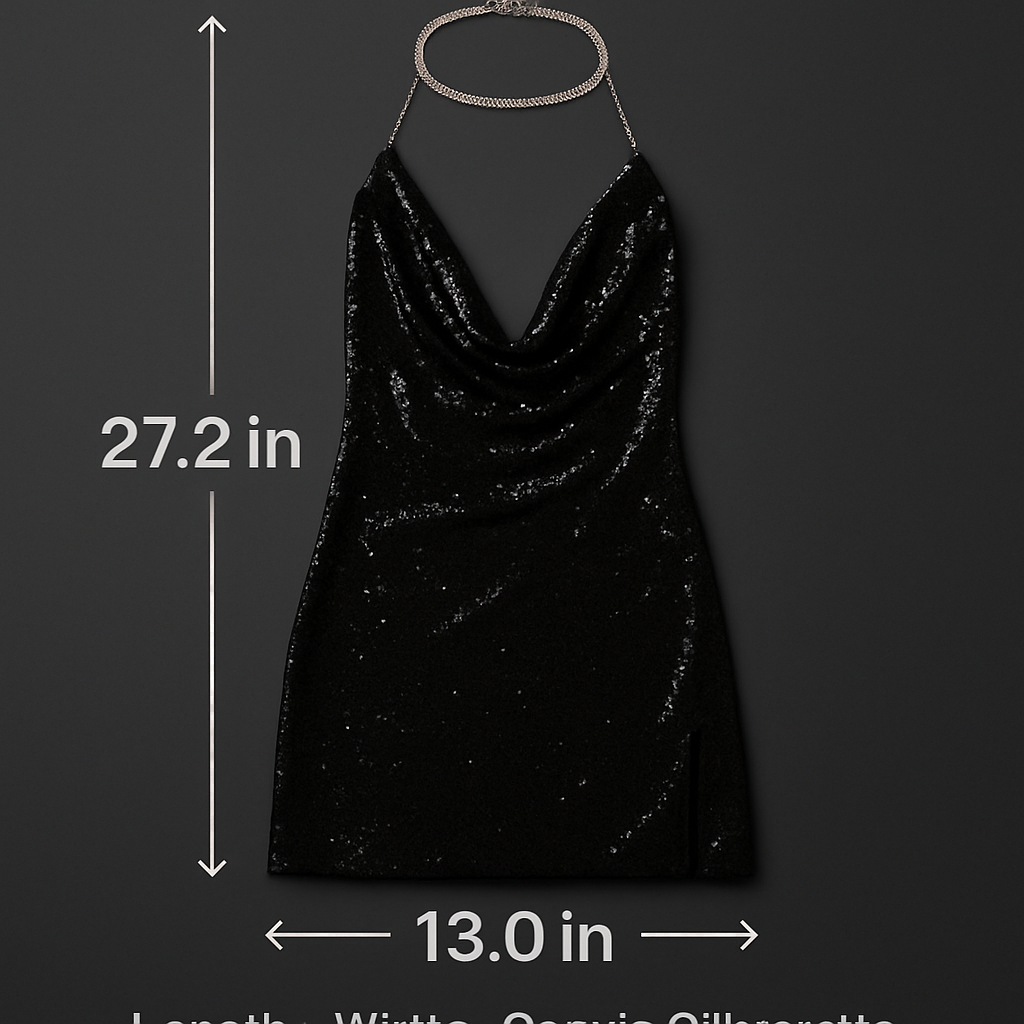 Sexy Women Chain Choker Side Slit Backless Slip Dress With Sequins