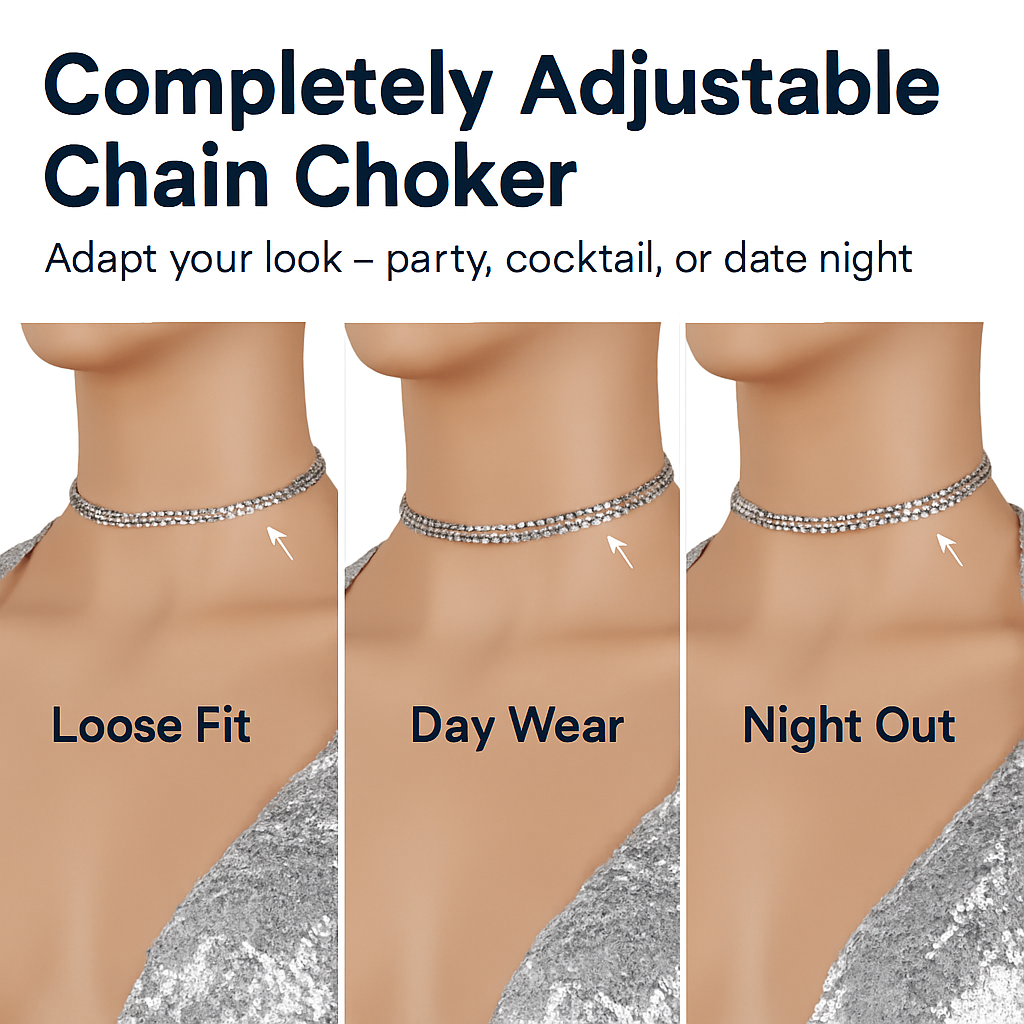 Sexy Women Chain Choker Side Slit Backless Slip Dress With Sequins