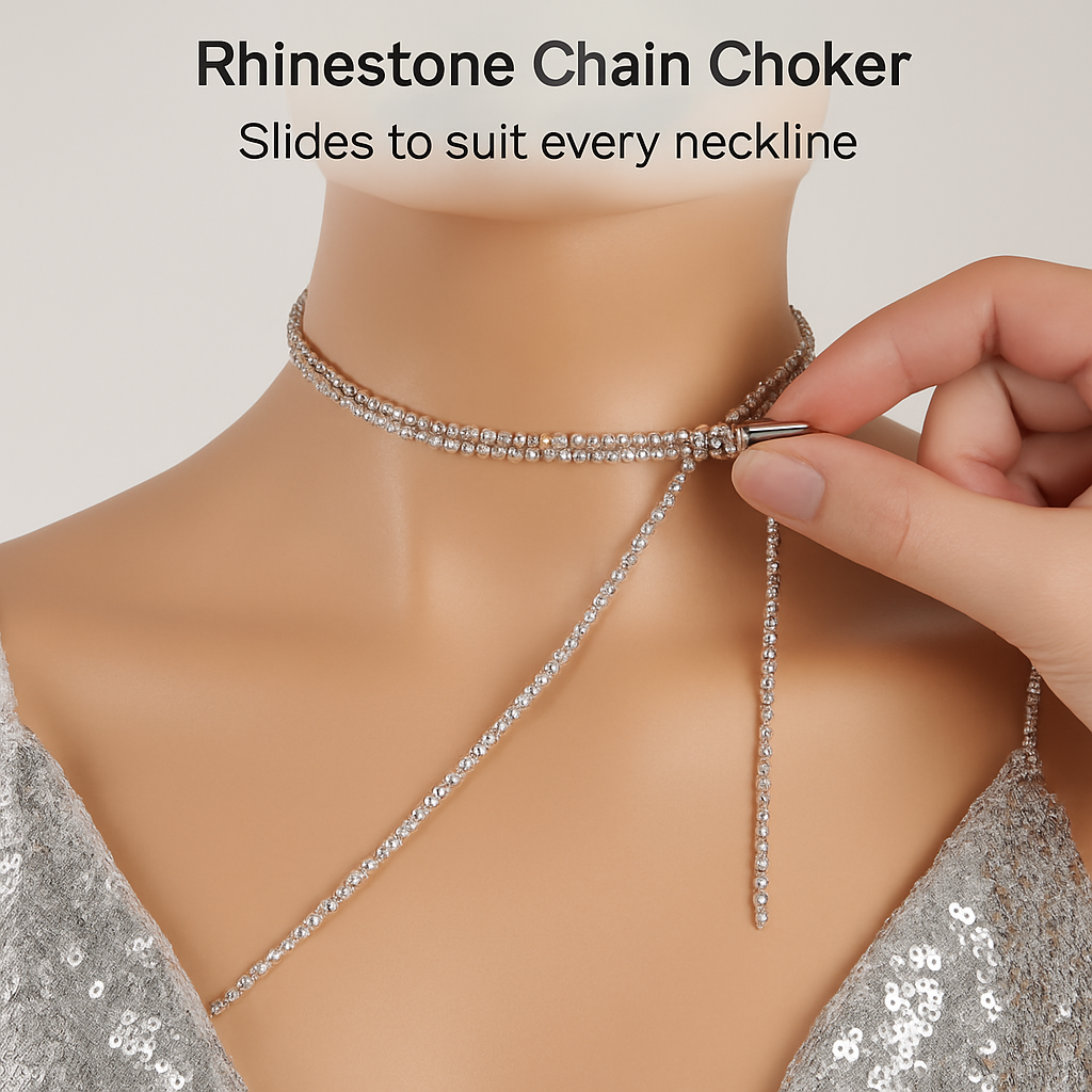 Sexy Women Chain Choker Side Slit Backless Slip Dress With Sequins