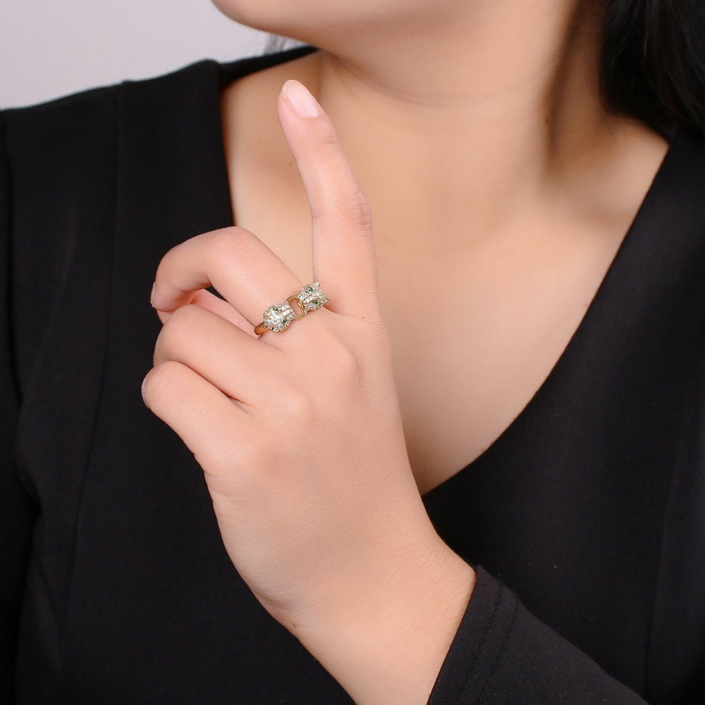 Panther ring, minimalist ring, animal ring, dainty gold ring, gold Leopard ring, animal jewelry,Gold Open ring, Adjustable Twisted ring R-159