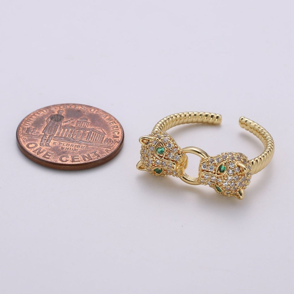 Panther ring, minimalist ring, animal ring, dainty gold ring, gold Leopard ring, animal jewelry,Gold Open ring, Adjustable Twisted ring R-159