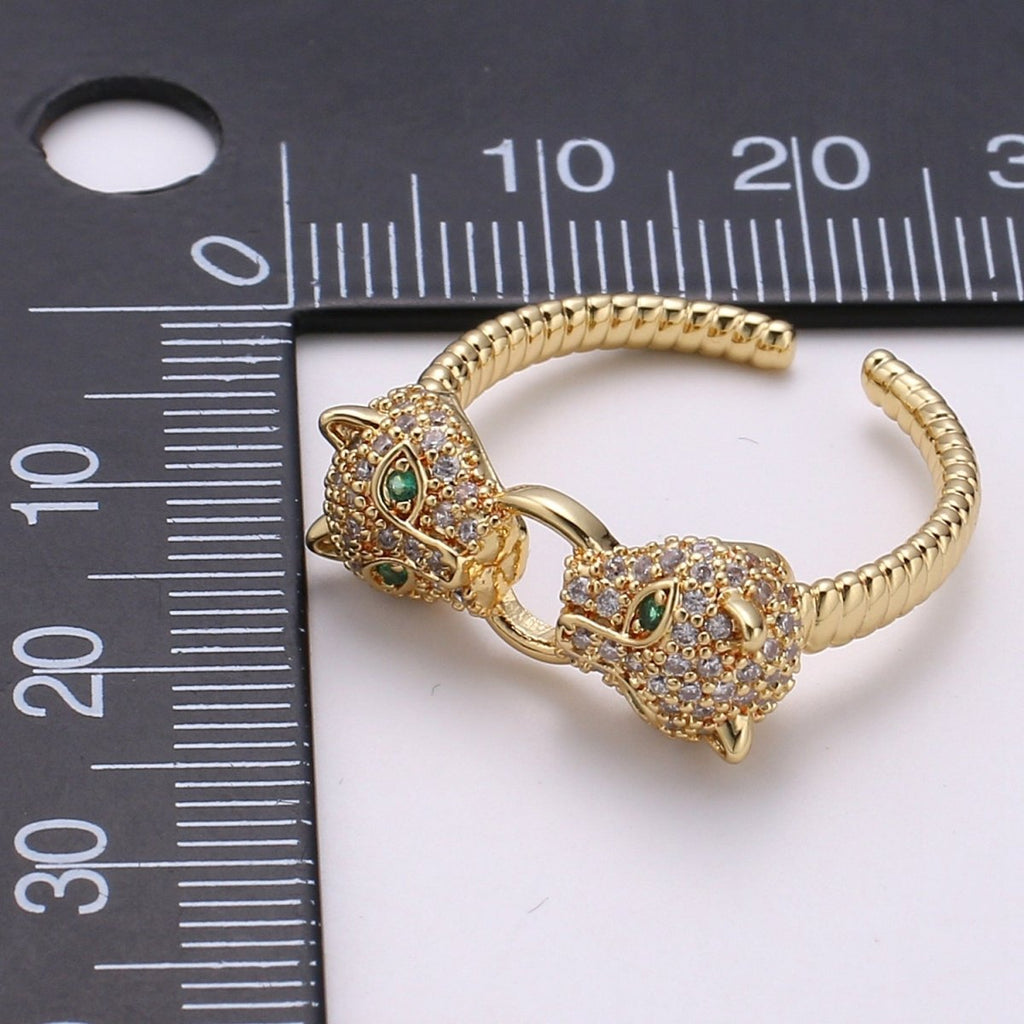 Panther ring, minimalist ring, animal ring, dainty gold ring, gold Leopard ring, animal jewelry,Gold Open ring, Adjustable Twisted ring R-159